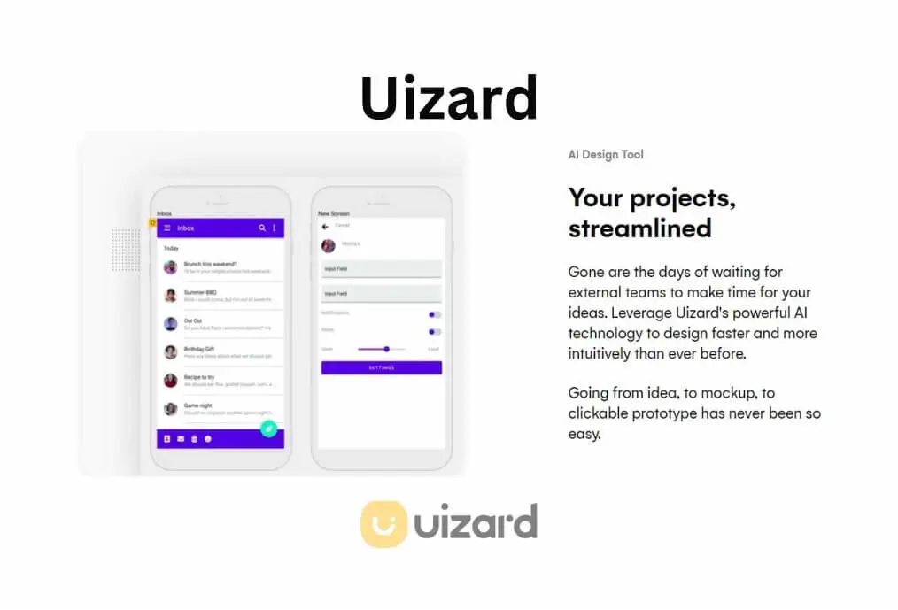 Uizard Streamlined Projects